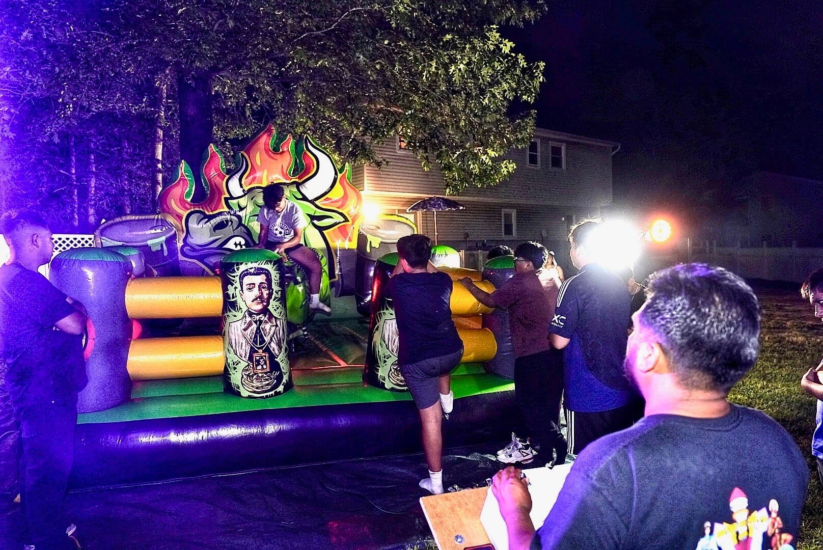 Mechanical bull at night